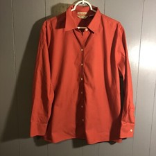 Eddie Bauer Men SZ 2XL Red Long Sleeve Button Up Front Wrinkle Resistant Cotton