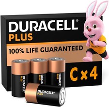Duracell Plus C Batteries Alkaline 1.5V - 100% Life Guaranteed 10 Year Storage