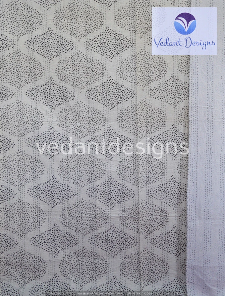 Edredón de algodón hecho a mano Kantha doble/individual estampado de bloques indio Foto 4 de 4