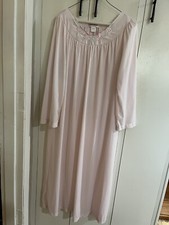 Vtg Shadowline Nightgown Medium Pink Rose Silky Nylon USA Romantic 70s Sleep
