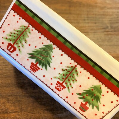 Nantucket Stoneware Ceramic Baking Dish Christmas Tree Loaf Pan Bread Small Vtg