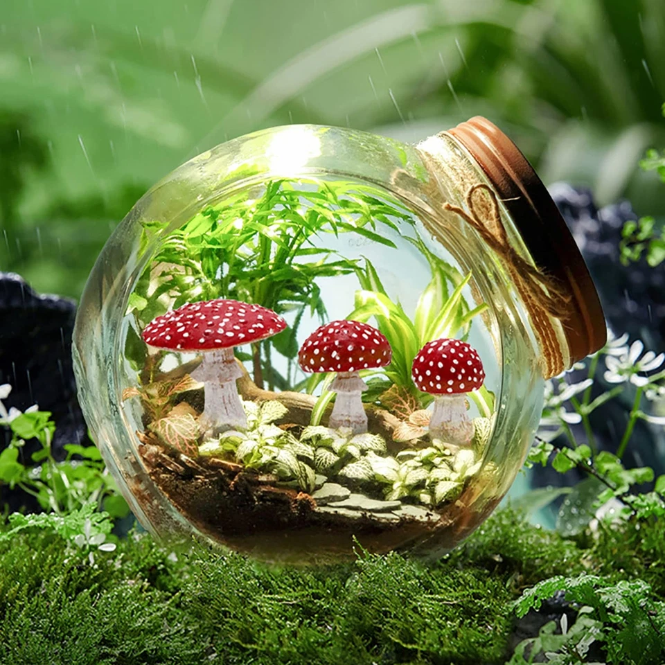 3PCS Mushroom Miniature Garden Ornaments Glow in The Dark for Fairy Landscape - Image 2 of 4