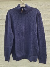 New Club Room Cable-Knit Full Zip Sweater Men's US Size L