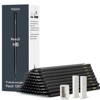 #2 Pencils Bulk, 72 Pack Pre-Sharpened HB Pencils, With 1 Sharpener & 2 Erase...