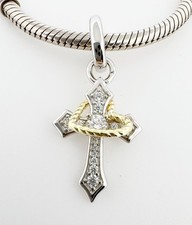 Crucifix Dangle Charm Religious God  Jesus Cross  Genuine 925 Sterling Silver 💖