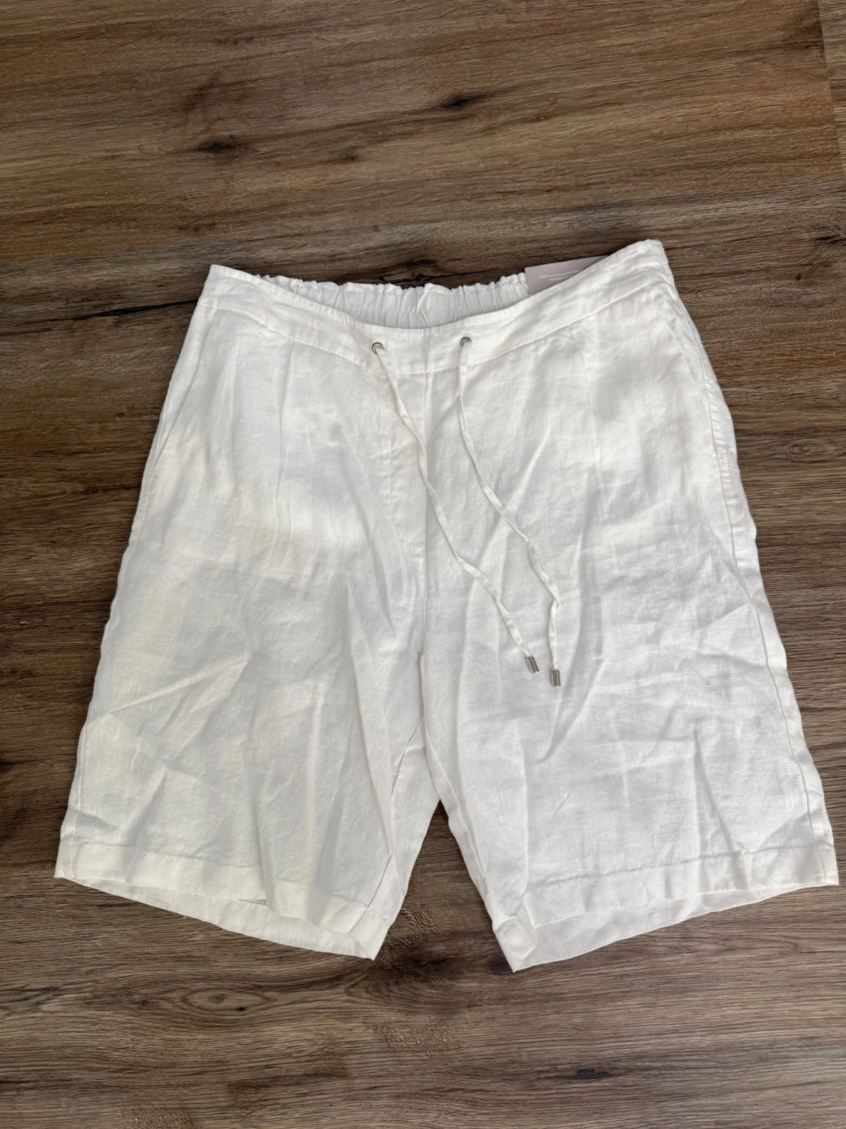 Chicos NWT Linen Tie Front Shorts Size 2 US 12 Alabaster White Pull On Casual