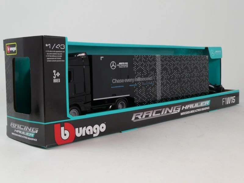 Burago Hauler Mercedes Actros Gigaspace + F1 W15 #63 Russell 2024 1/43 18-38402 - Immagine 3 di 4