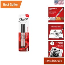 Sharpie Permanent Markers, Ultra Fine Point, Black, 2 Count - Home, School