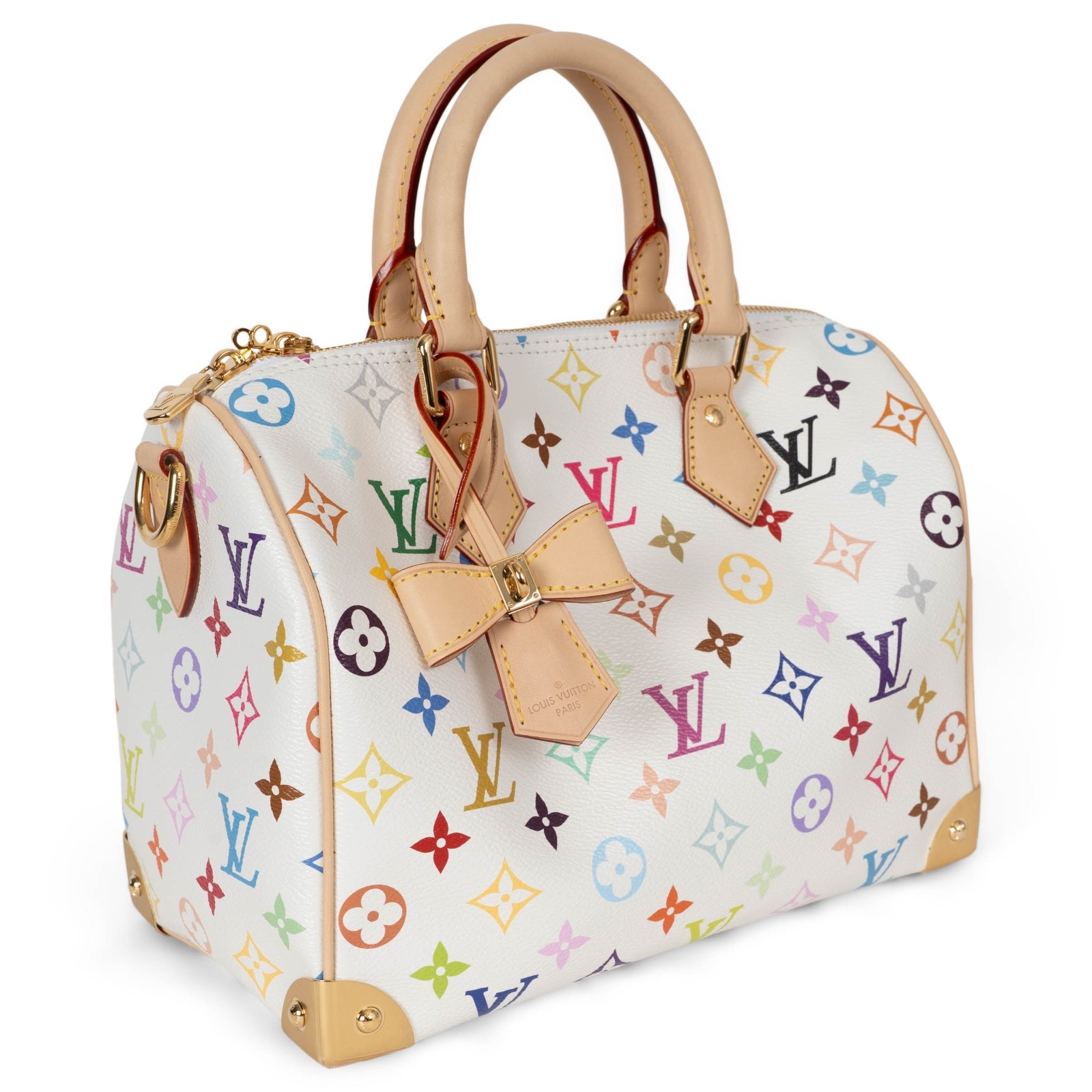 72708 auth LOUIS VUITTON x MURAKAMI white 2025 Monogram Multicolor SPEEDY 25 Bag image 2