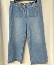 LOFT The Palmer Women's Plus Size 18 Wide-Leg High Rise Light Wash Jeans