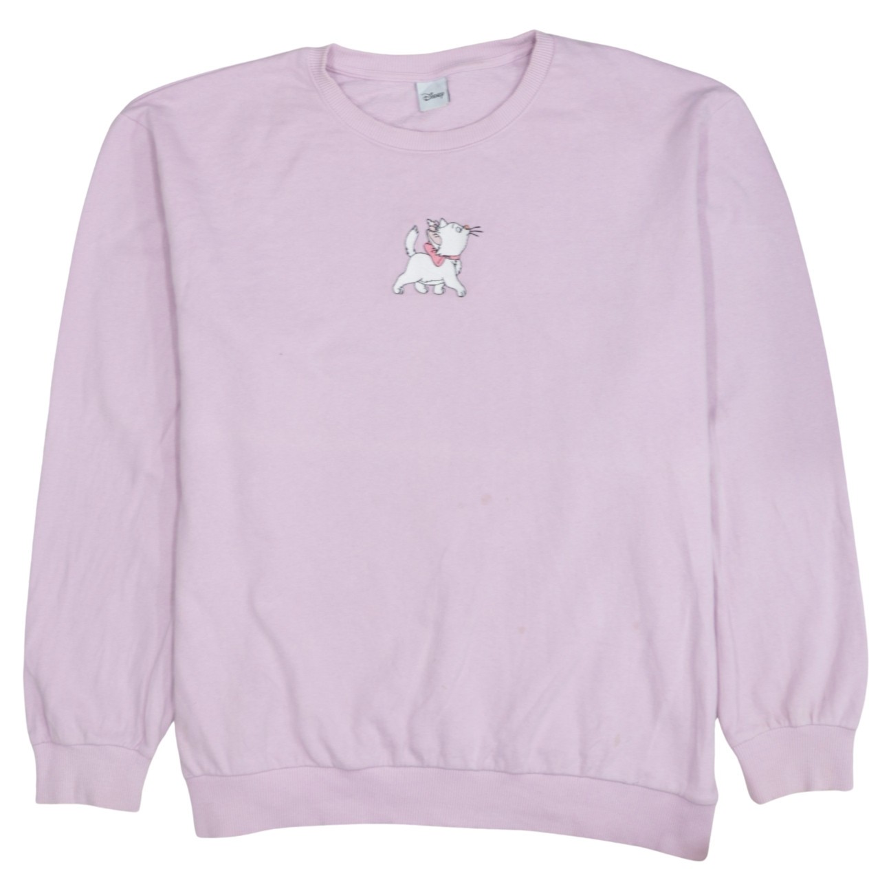 Disney Mens Sweatshirt Pink Cotton Fleece Marie Cat Embroidered Pullover XL