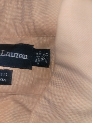 Camisa de Vestir Ralph Lauren Yarmouth Hombres Rosa Manga Larga Botón Frontal L 16.5 32/33 - Imagen 7 de 15