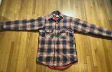 Vintage Five Brother Quilted Lined Flannel Shirt Jacket Sz S Red Plaid USA Made