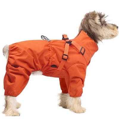 BRKURLEG Dog Raincoat Small Dogs, Waterproof 4-Legs Jacket Harness, Reflective