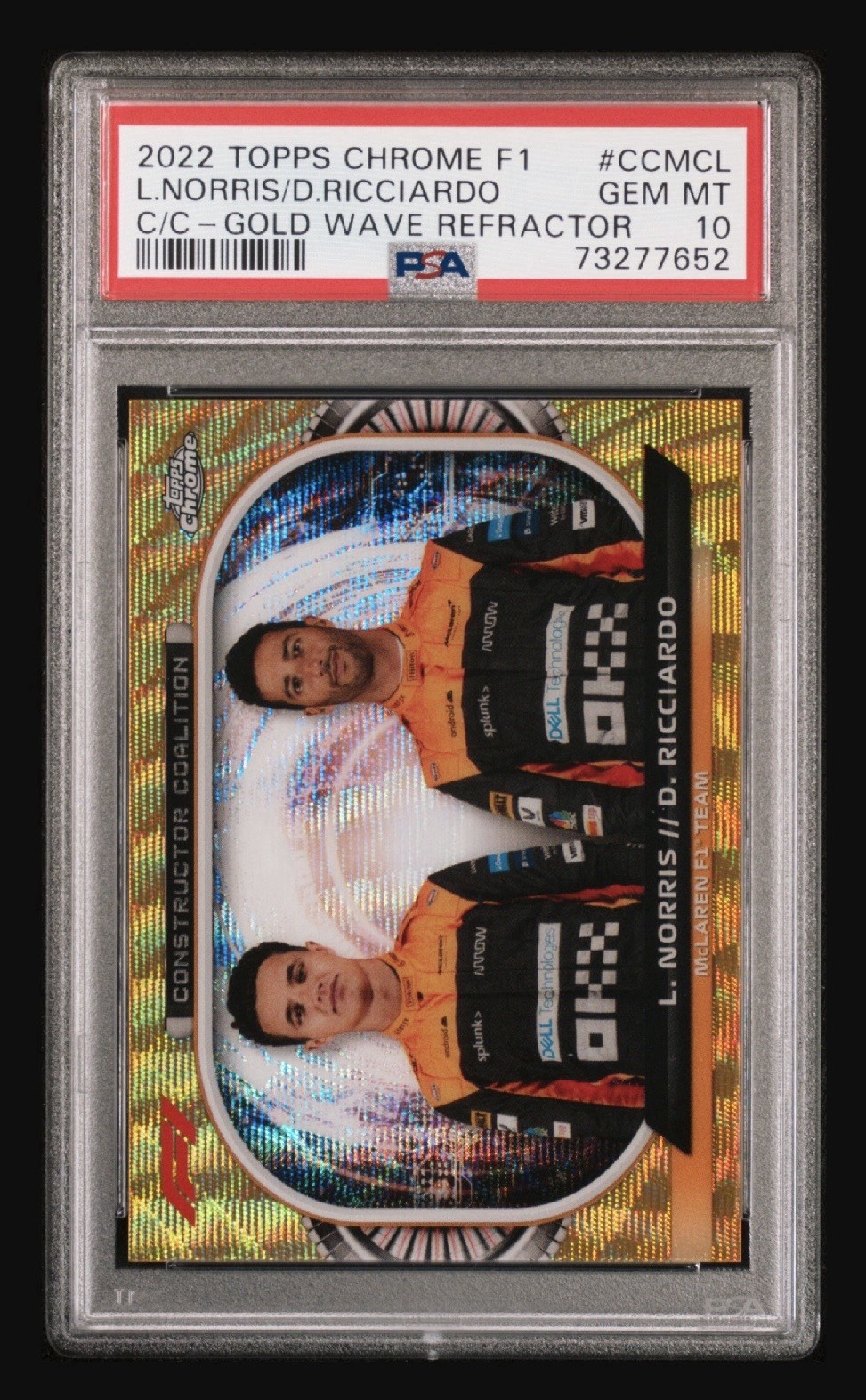 2022 Topps Chrome F1 L. Norris /D Ricciardo Gold Wave /50 McLaren CC-MCL PSA 10 view 2