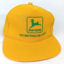 Vintage 80's John Deere Young An Yellow Snapback Farm Hat NEW