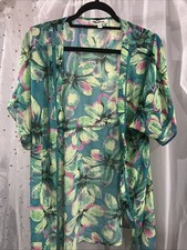 Miken Swim Women's Floral Crochet-Trim Kimono Cover-up Multicolor Small NWT's.