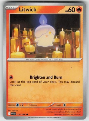 Litwick 016/086 Common White Flare Pokemon Near Mint