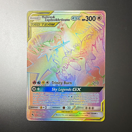 2019 Pokemon Moltres & Zapdos & Articuno GX 69/68 Hidden Fates TAG TEAM Full Art