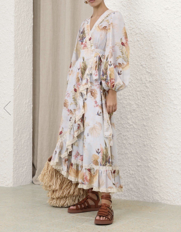AUTH Zimmermann Ascension Long Sleeves Frill Lace Trim Floral Maxi Dress  Various | eBay