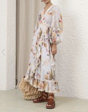 AUTH Zimmermann Ascension Long Sleeves Frill Lace Trim Floral Maxi Dress Various