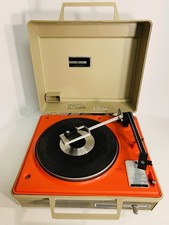 General Electric GE Automatic Portable Record Player V638N Orange VTG Music