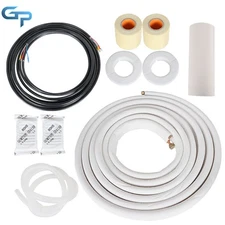 White Connection Pipe 25Ft 1/4"-3/8" Install Kit For Mini Split Heat Pump System