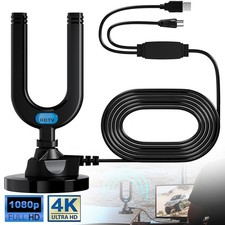 Portable TV Antenna Indoor Digital HDTV Booster Aerial Ariel With Magnetic Base