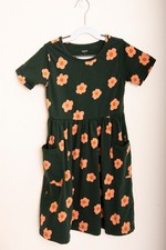 Quince Kids Girls Size 8 Short Sleeve Dress Floral Flower Print Cute Fun Flowers