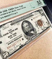 Fr. 1880-B 1929 $50 Federal Reserve Bank Note NEW YORK PMG 55 - AU