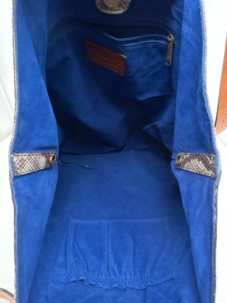 PATRICIA NASH Python Snake Print Leather Tote Lig… - image 6