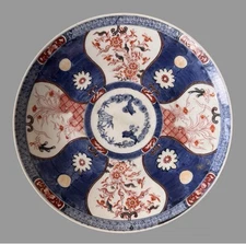 Antique Imari Porcelain Floral Decorated 18.5" Charger Chop Plate