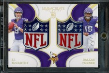 2024 Panini Immaculate J.J. McCarthy/Dallas Turner Dual Rookie NFL Shield 1/1 Vi