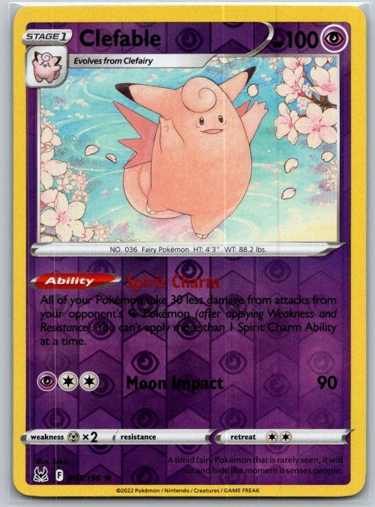 Clefable 063/196 Rare Lost Origin Pokemon Reverse Holo Near Mint