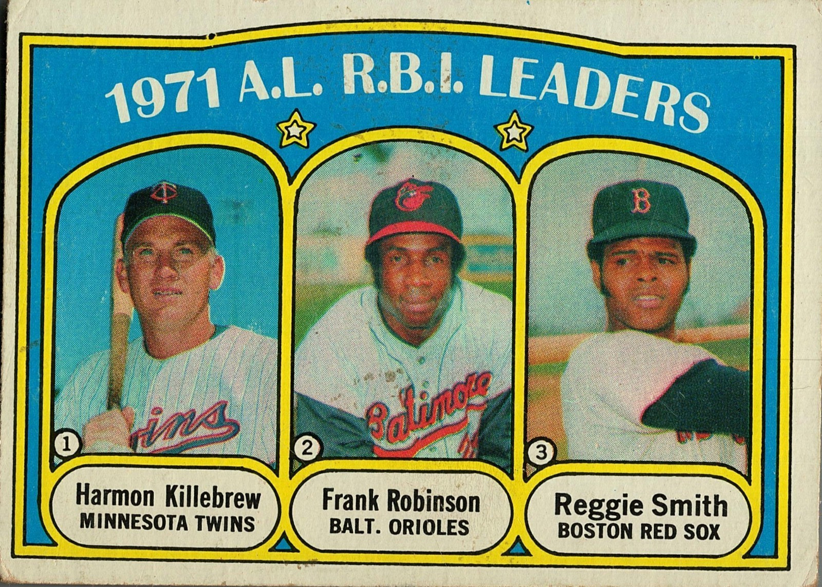 1972 Topps - League Leaders Frank Robinson, Harmon Killebrew, Reggie Smith #88