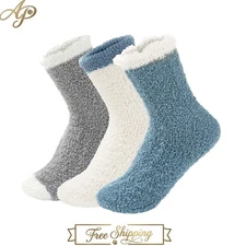 Plush & Warm Microfiber Slipper Socks for Women - 3-8 Pairs for Ultimate Comfort