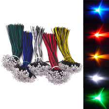 50Pcs Mixed Colour 5Mm Leds Pre Wired Light 12V 20Cm Bulb