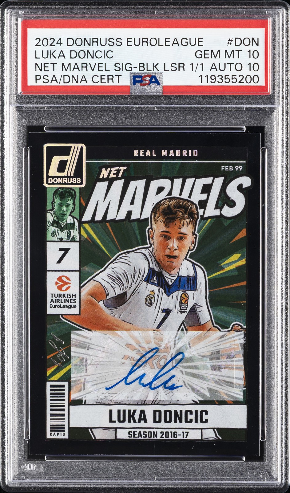 LUKA DONCIC 2024 BLACK LASER 1/1 #DON 1/1 PSA 10 AUTO 10 