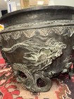 Meiji Bronze Jardiniere Relief Cast Dragons Signed Yoshida Zo Monumental 23x17” — photo 6