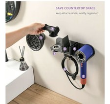 Hair Dryer Holder Wall Mount for Most Magnetic High Speed Blow Dryer with Plug C