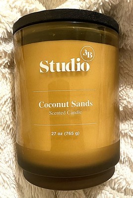 Studio 3B COCONUT SANDS Scented Candle 27 oz Bed Bath & Beyond NEW 2 Wick Amber