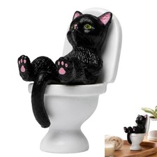 Black Cat Ornament, Garden Miniature Statue, Desktop Model Home Decorations C