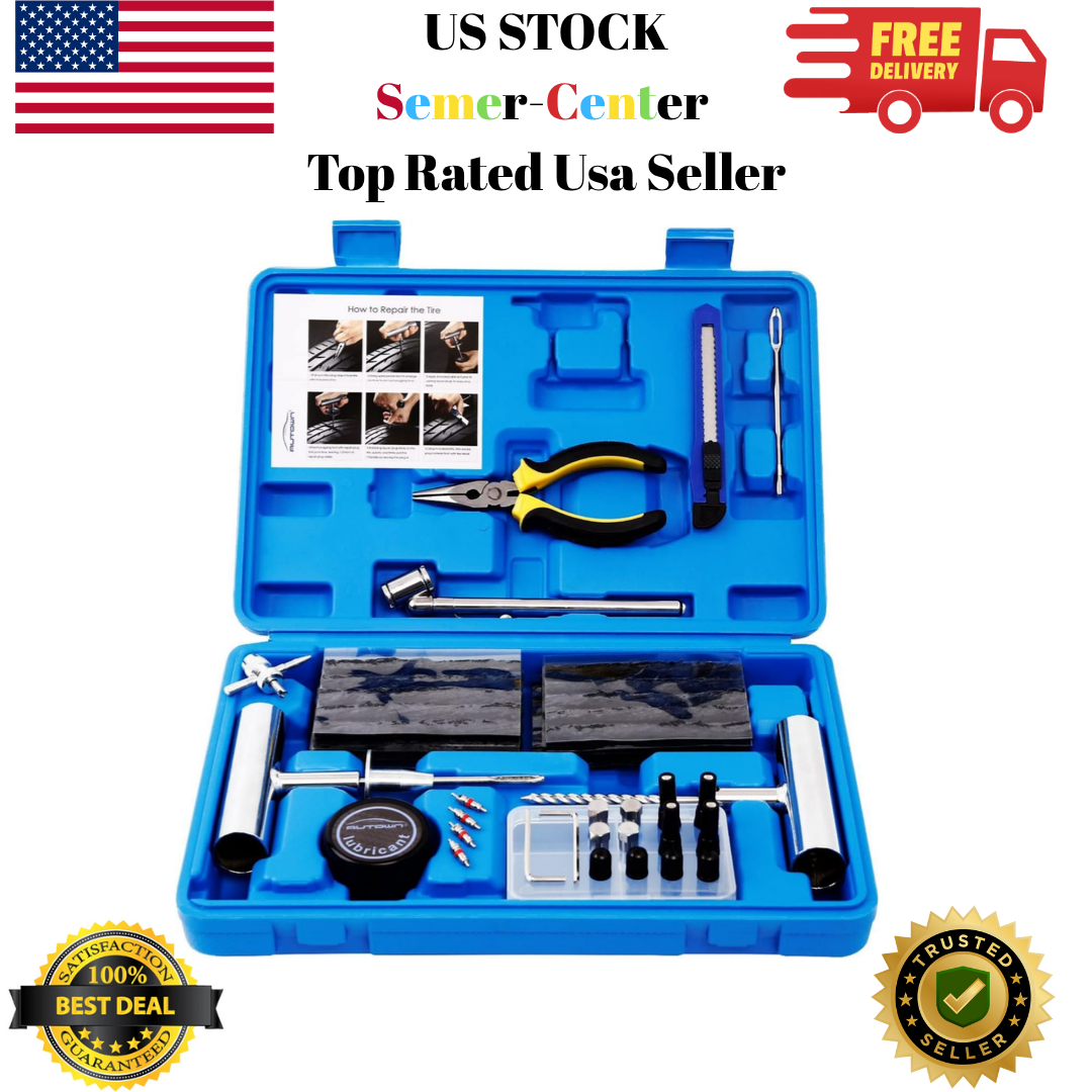 Tire Repair Kit - 68pcs Heavy Duty Tire Plug Kit, Universal Tire Repair Tools to