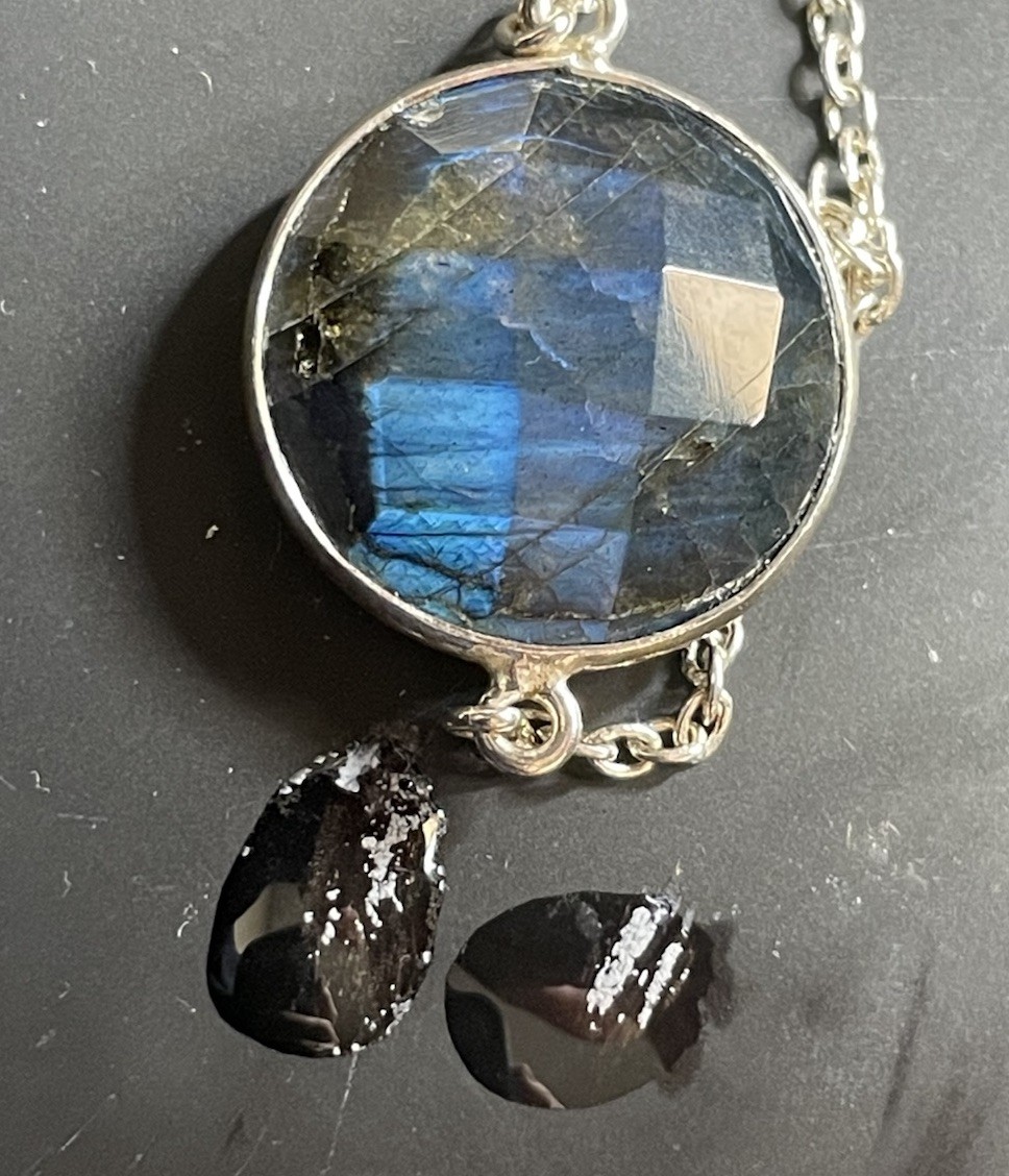 Sterling Silver Signed 925 Flashy Labradorite Cha… - image 3