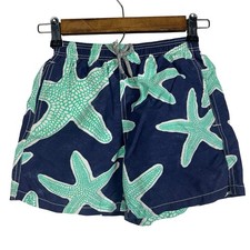 Vilebrequin Boys Starfish Print Swim Shorts Drawstring Elastic Waist Blue Size 8