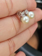 Real pearl earings with moissanite diamond stone from Zales