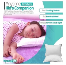 Kinder Fluff Toddler Pillow XS (2pk) (10x15in - White) Soft Cotton & Down Fill