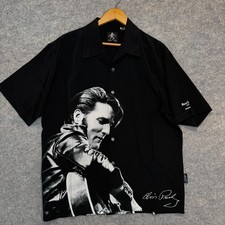VTG Elvis Presley Dragonfly Hard Rock Button Shirt Mens Large Nashville 90s Rare