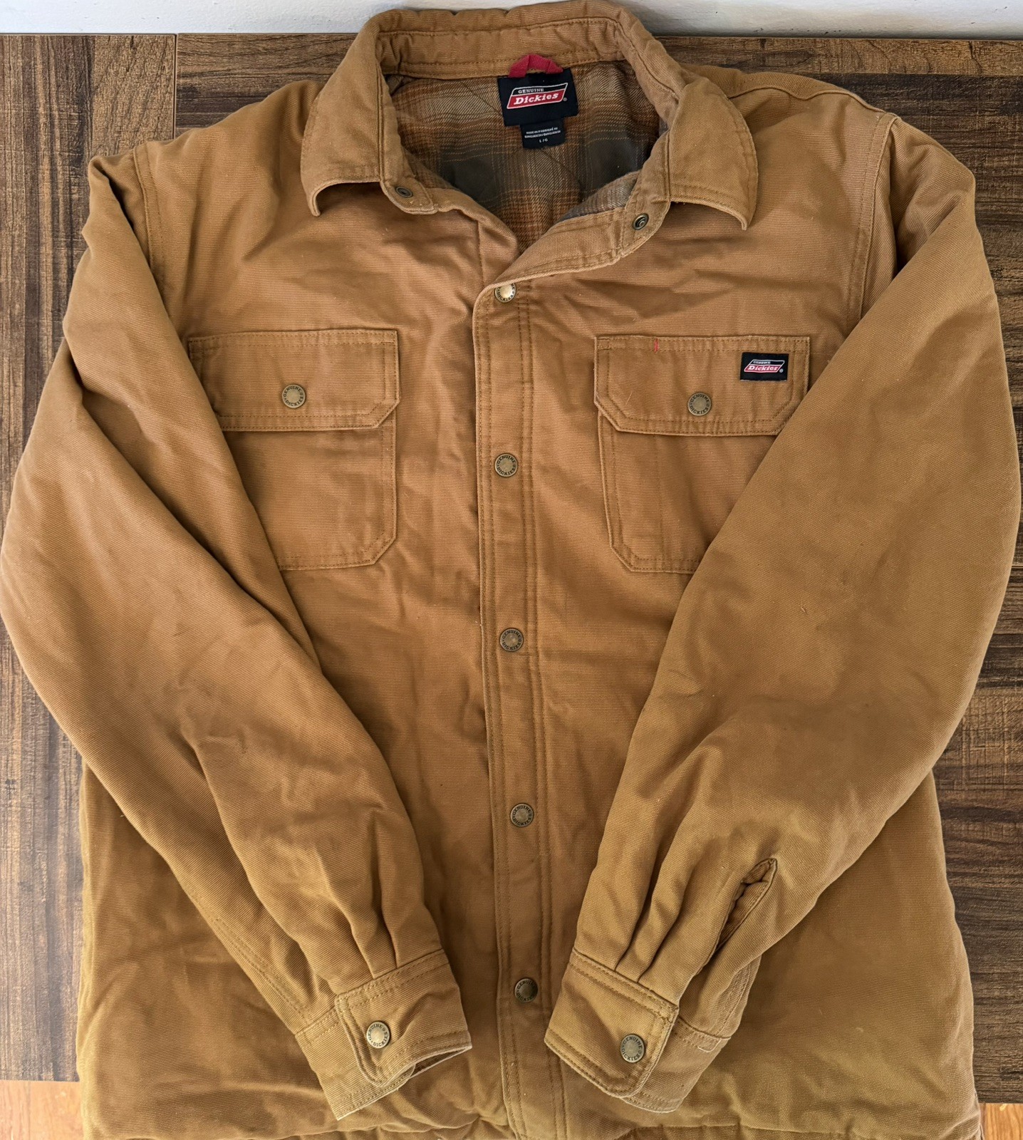Dickies Jacket Mens Large  Brown Canvas Quilted Flannel Line