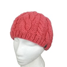 The North Face Beanie Pink Wool Acrylic Blend Cable Knit Hat One Size